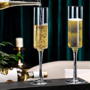 GLOBALAAZ Cylinder Wine Glasses |Set of 4| 160 ml | Luxury Wine Glassware | Wide Mouth| Designer Wine Glasses | Unique | Crystal Wine Glass Set | Luxury Wine Glass Gift Pack