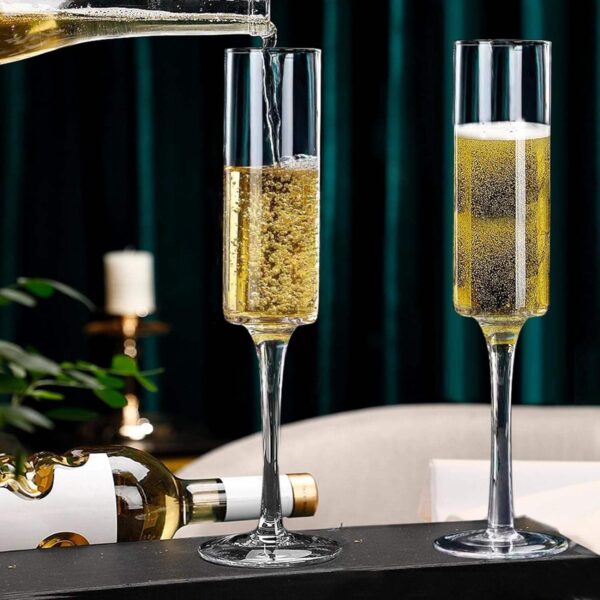 GLOBALAAZ Cylinder Wine Glasses |Set of 4| 160 ml | Luxury Wine Glassware | Wide Mouth| Designer Wine Glasses | Unique | Crystal Wine Glass Set | Luxury Wine Glass Gift Pack